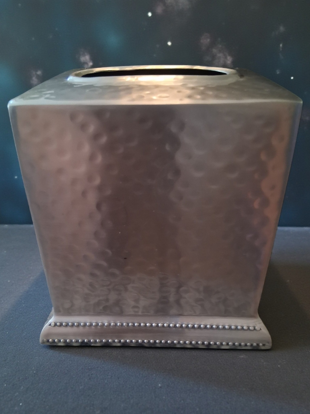 Stainless Steel hand-hammered square tissue box cover